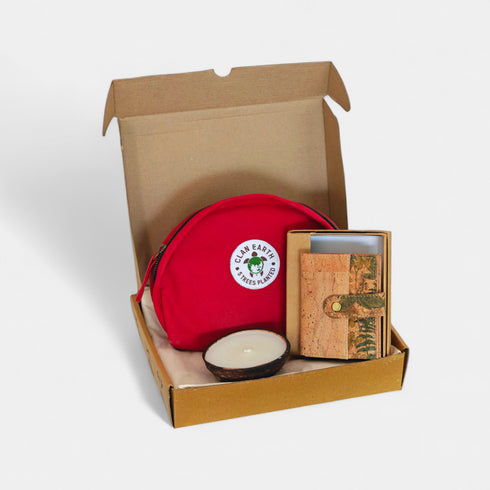 Uniquely Crafted and curated Eco Friendly Gift Hamper - Pika Premium Canvas Pouch | Finch Cork Wallet | Soy Wax Coconut Candle | Truly Vegan | Sustainable Gift Hamper