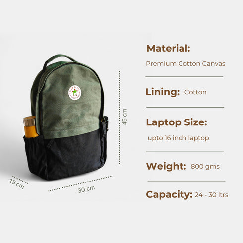 Amur Backpack - Olive Green - Daily Carry Office and Travel 15.6 inch Laptop Backpack /Daypack