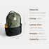 Amur Backpack - Olive Green - Daily Carry Office and Travel 15.6 inch Laptop Backpack /Daypack