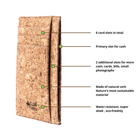 Dodo Cork Wallet - Unique Slim Wallet & Card Case for Men and Women - Tan