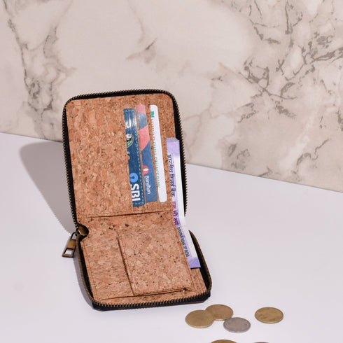 Kiwi Printed Cork - Cork & Canvas Zip Wallet