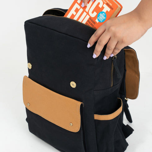 Dugong Backpack - Camel Brown- Canvas Daily/Office/City/Travel Sustainable Laptop Backpack