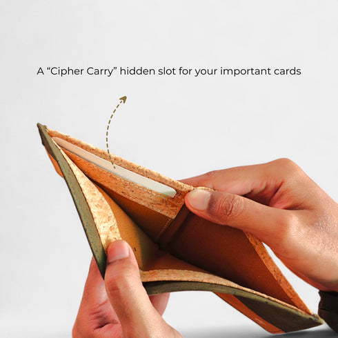 Kakapo Cork & Canvas Bifold Wallet - Olive green and black