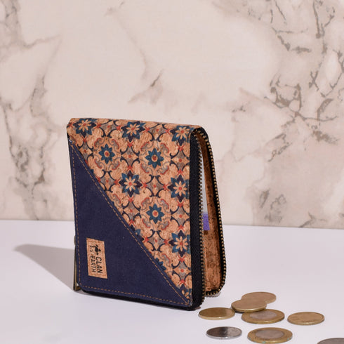 Kiwi Printed Cork - Cork & Canvas Zip Wallet