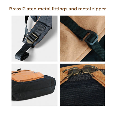 Armadillo Backpack - Charcoal Black - Water Resistant Canvas Flaptop Travel Backpack