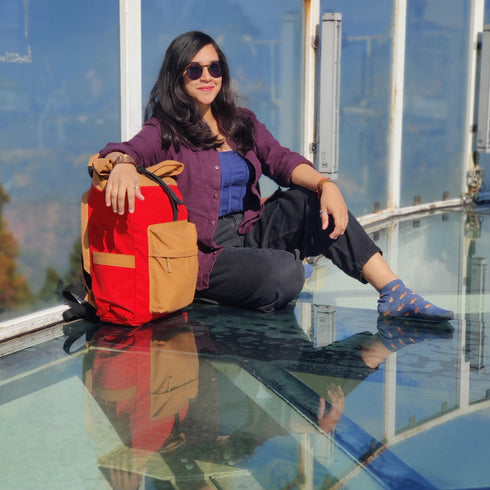 Armadillo Backpack - Fiery Red - Water Resistant Canvas Flap-top Travel Backpack