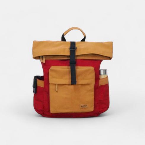 Armadillo Backpack - Fiery Red - Water Resistant Canvas Flap-top Travel Backpack