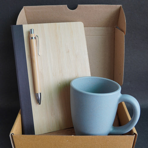 Minimalist Employee Onboarding Sustainable Gift Hamper 1 - Bamboo Set - Rice Husk Mug