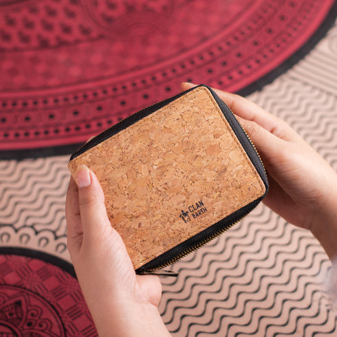 Kiwi Cork Zip Wallet - Tan - Unisex Cork Wallet for Men & Women
