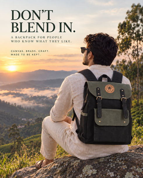 Dugong Backpack - Olive - Canvas Daily/Office/City/Travel Sustainable Laptop Backpack