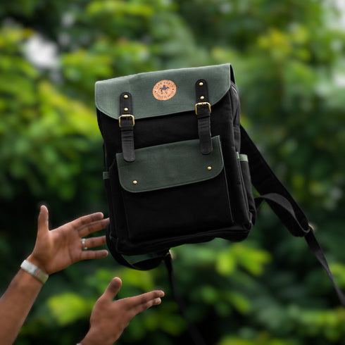 Dugong Backpack - Olive - Canvas Daily/Office/City/Travel Sustainable Laptop Backpack