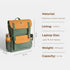 Dugong Backpack - Tropical Green Brown- Canvas Daily/Office/City/Travel Sustainable Laptop Backpack