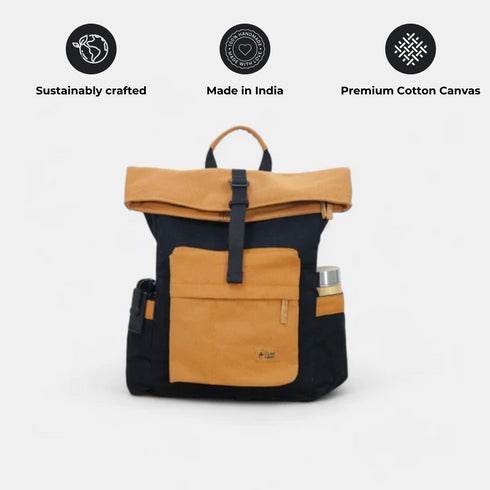 Armadillo Backpack - Charcoal Black - Water Resistant Canvas Flaptop Travel Backpack