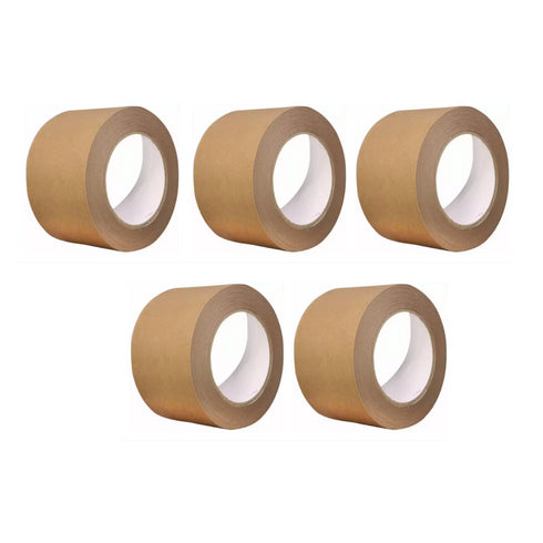 Eco-friendly Plain Plastic-free Kraft Paper Tape - Pack of 5