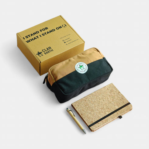 Employee Onboarding Eco Sustainable Gift Hamper - Oryx Dopp Kit | Cork Notebook and Pen |