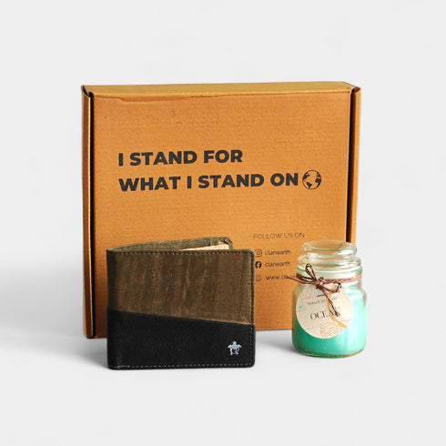 Earthly Luxe: Premium Cork Wallet and Jar Candle Hamper