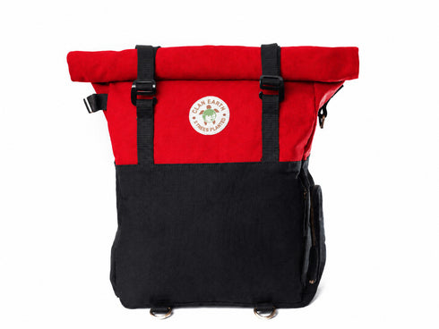 Pangolin Backpack - Cherry Red - Water Resistant Canvas Rolltop Travel Backpack