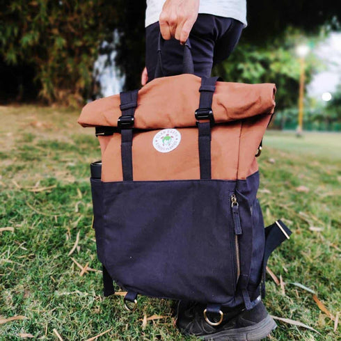 Pangolin Backpack - Sustainable Eco Canvas Hyper-Functional Rolltop Travel Backpack