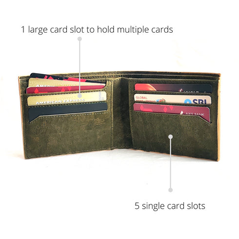Kakapo Cork Bifold Wallet - Tan - Unique Unisex Cork Slim Wallet for Men and Women
