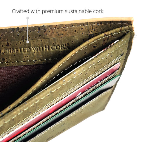 Kakapo Cork Bifold Wallet - Tan - Unique Unisex Cork Slim Wallet for Men and Women
