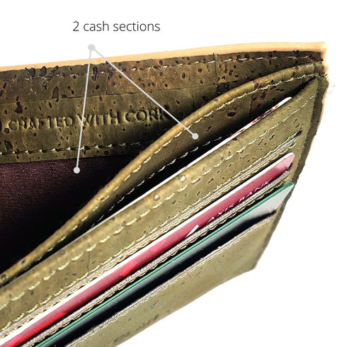 Kakapo Cork Bifold Wallet - Tan - Unique Unisex Cork Slim Wallet for Men and Women