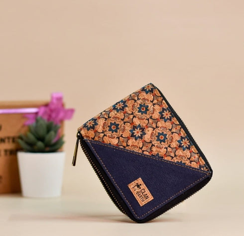 Kiwi Printed Cork - Cork & Canvas Zip Wallet