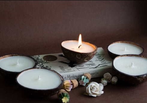 Aromatic Coconut Shell Candles with Soy Wax - Pack of 2