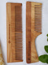 Neem Wood Comb - Wide and Narrow Spaced Teeth & Wide Teeth with Handle - Detangling & Styling - Combo Pack