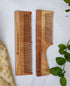 Neem Wood Comb - Wide and Narrow Spaced Teeth & Wide Teeth with Handle - Detangling & Styling - Combo Pack