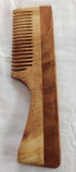 Neem Wood Comb - Wide Teeth with Handle - Detangling & Styling - Pack of 4