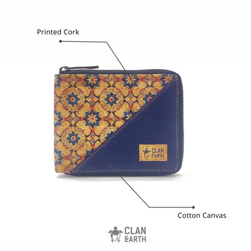 Kiwi Printed Cork - Cork & Canvas Zip Wallet