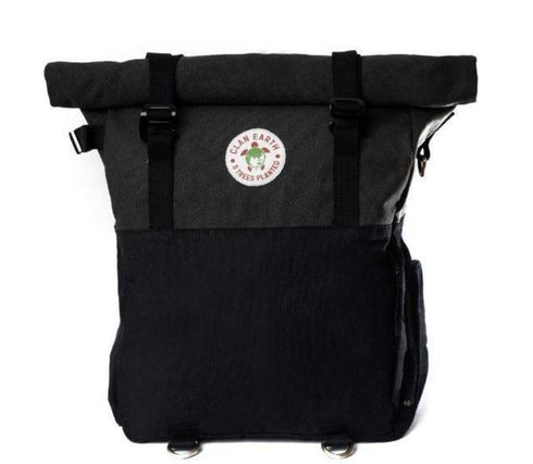 Pangolin Backpack - Charcoal Black - Water Resistant Canvas Rolltop Travel Backpack