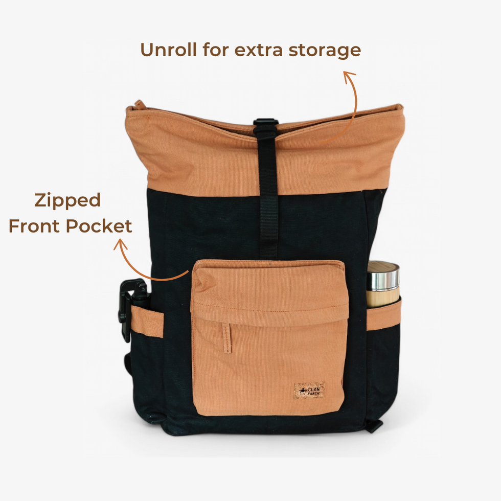 Armadillo Backpack - Charcoal Black - Water Resistant Canvas Flaptop Travel Backpack thumbnail 2