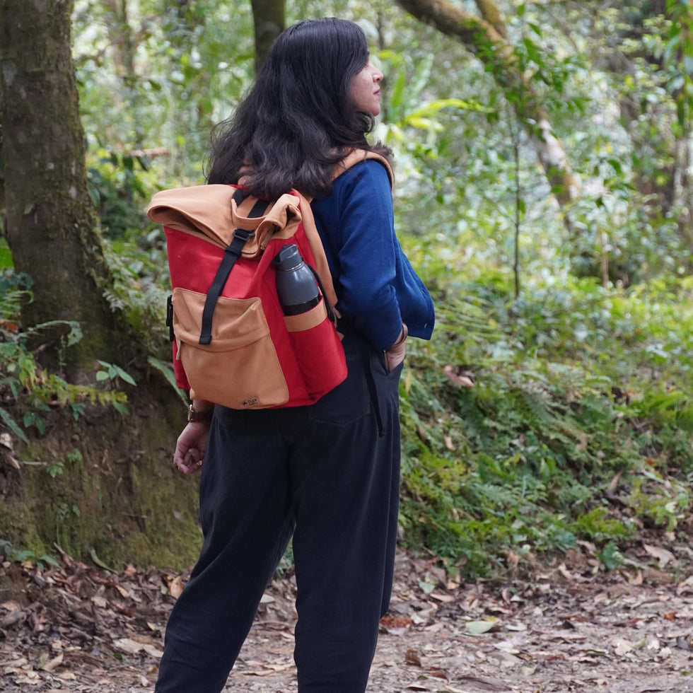Armadillo Backpack - Fiery Red - Water Resistant Canvas Flap-top Travel Backpack thumbnail 5