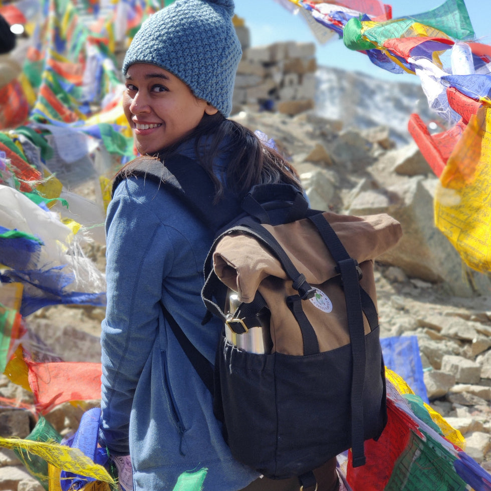 Pangolin Backpack - Water Resistant Canvas Rolltop Travel Eco-Friendly ...