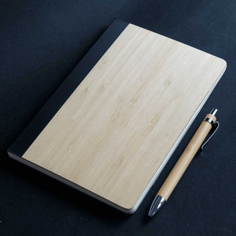 Basic Eco Stationery Gift Hamper - Bamboo Dairy - Pen - Cork Stand image 2