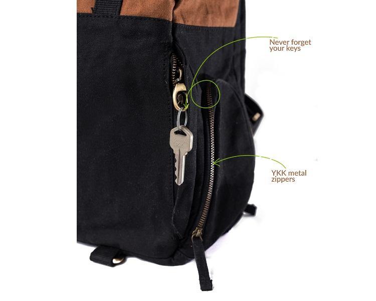 Pangolin Backpack - Water Resistant Canvas Rolltop Travel Eco-Friendly ...